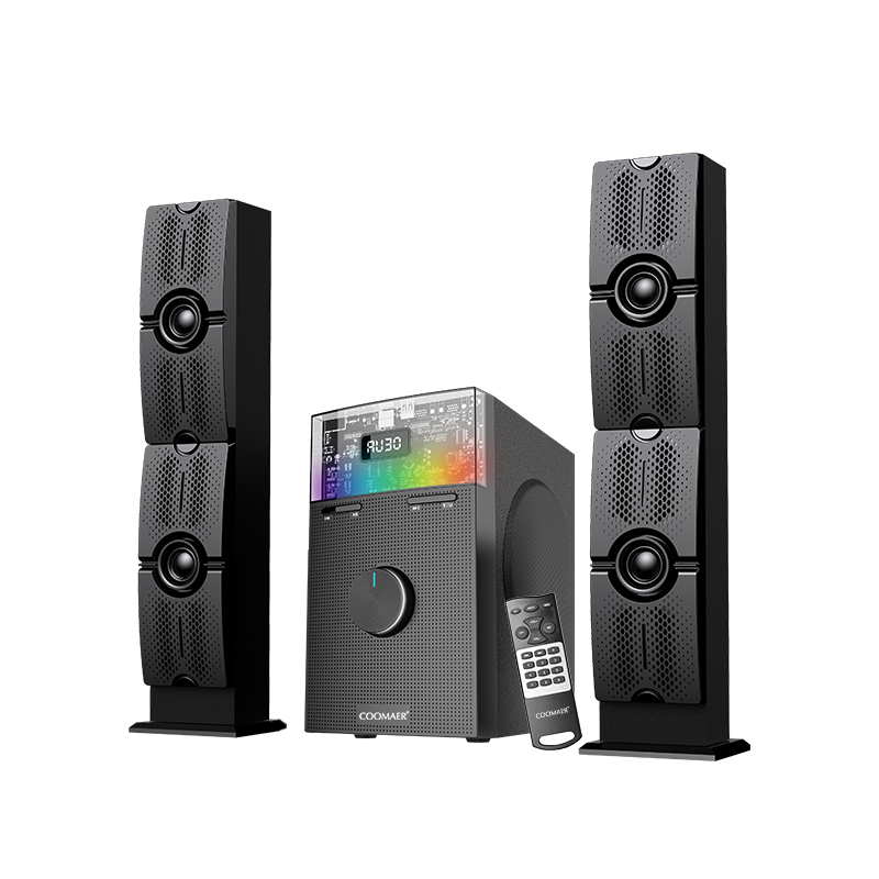Home Kit Multimedia Computer RGB Speaker 2.1 Subwoofer with ABS Plastic MDF Wooden Box