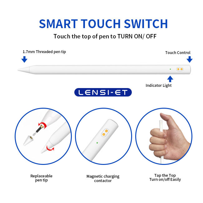 Magnetic Absorption Smart White Stylus Pen With Palm Rejection
