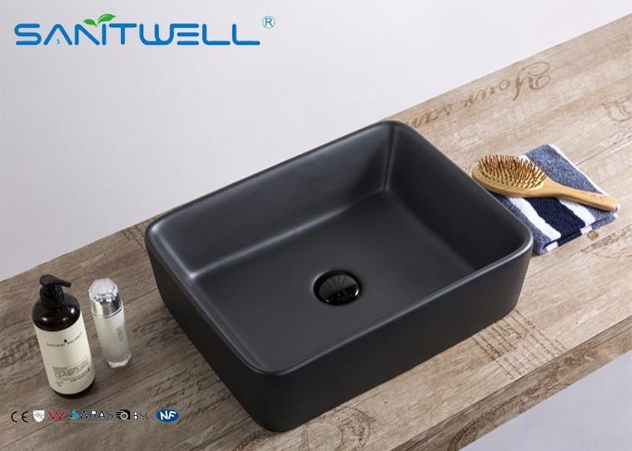 Fashion Ceramic Art Basin Matte Black Bathroom Sink 480*370*130 mm New Style