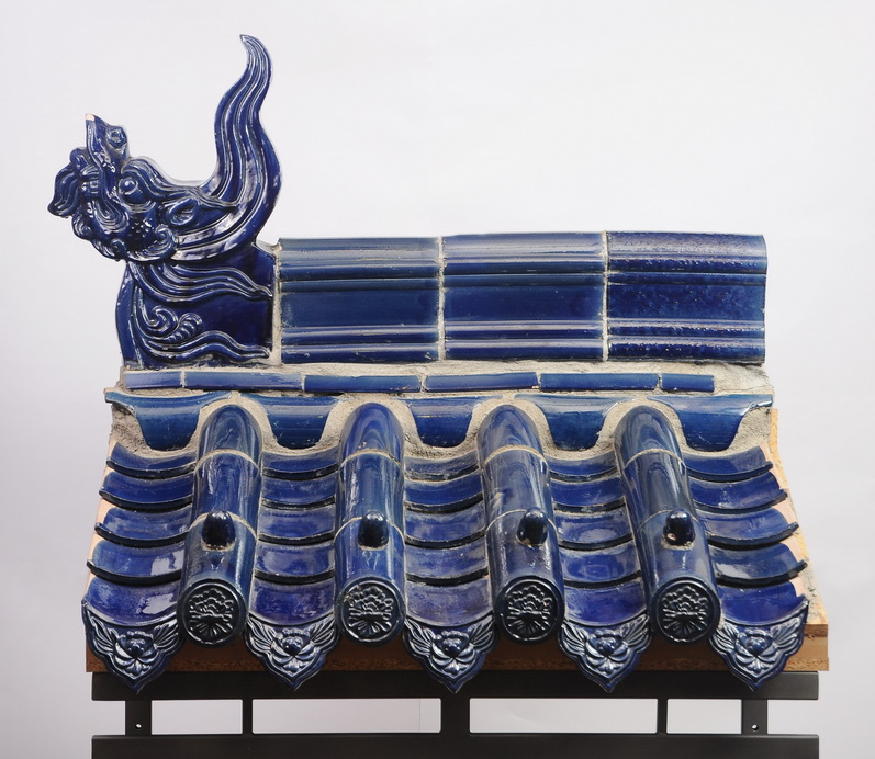 Asian style blue glazed Chinese entrance tiles for archway roof