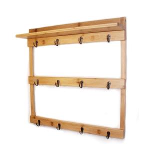 China Multifunctional Bamboo Wall Hook Coffee Cup Hanger For Bathroom wholesale