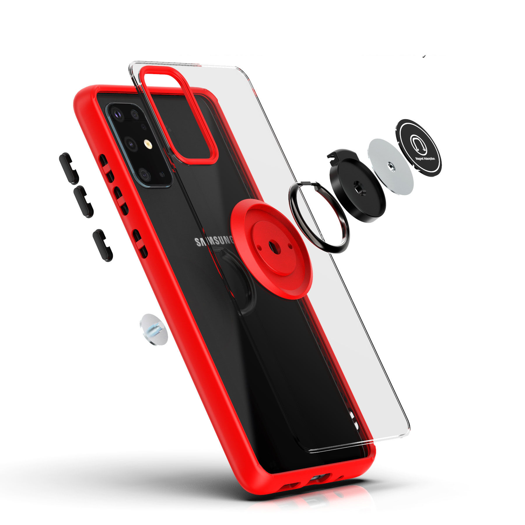TPU PC Finger Phone Case Holder Rotating Stand For Samsung Galaxy A42