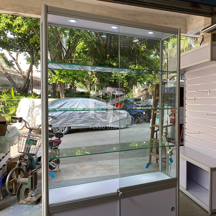 ODM Aluminum Frame Wall Glass Case 47*17.7 Full Vision Showcase
