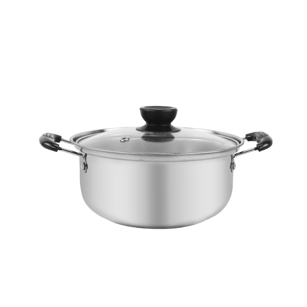 8pcs Kitchen Cookware Set Stainless Steel Material With Clear Glass Lid