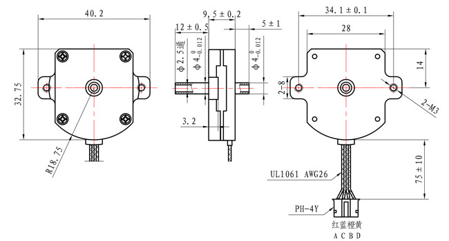 NEMA 11 Double Shaft Stepper Motor Ultra Flat 0.5A 28*28*9.5mm For SMT Feed