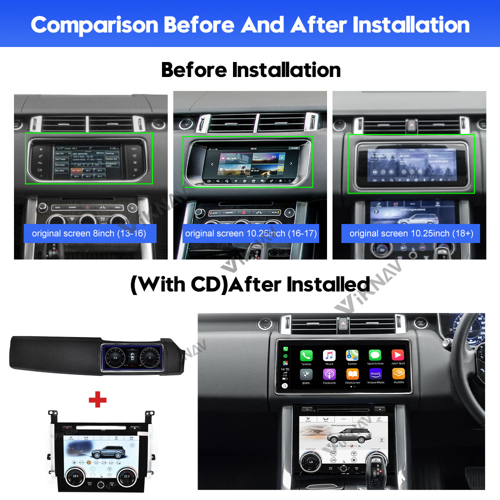 right hand drive 12.3 inch Android Car Radio For Range Rover Sport L494 2013-2016 with AC Touching Screen Multimedia