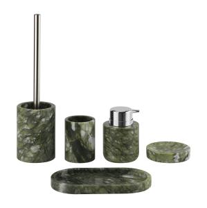 China Apple Green Marble Bathroom Accessories Sets With Chrome Jumbo Pump Head wholesale