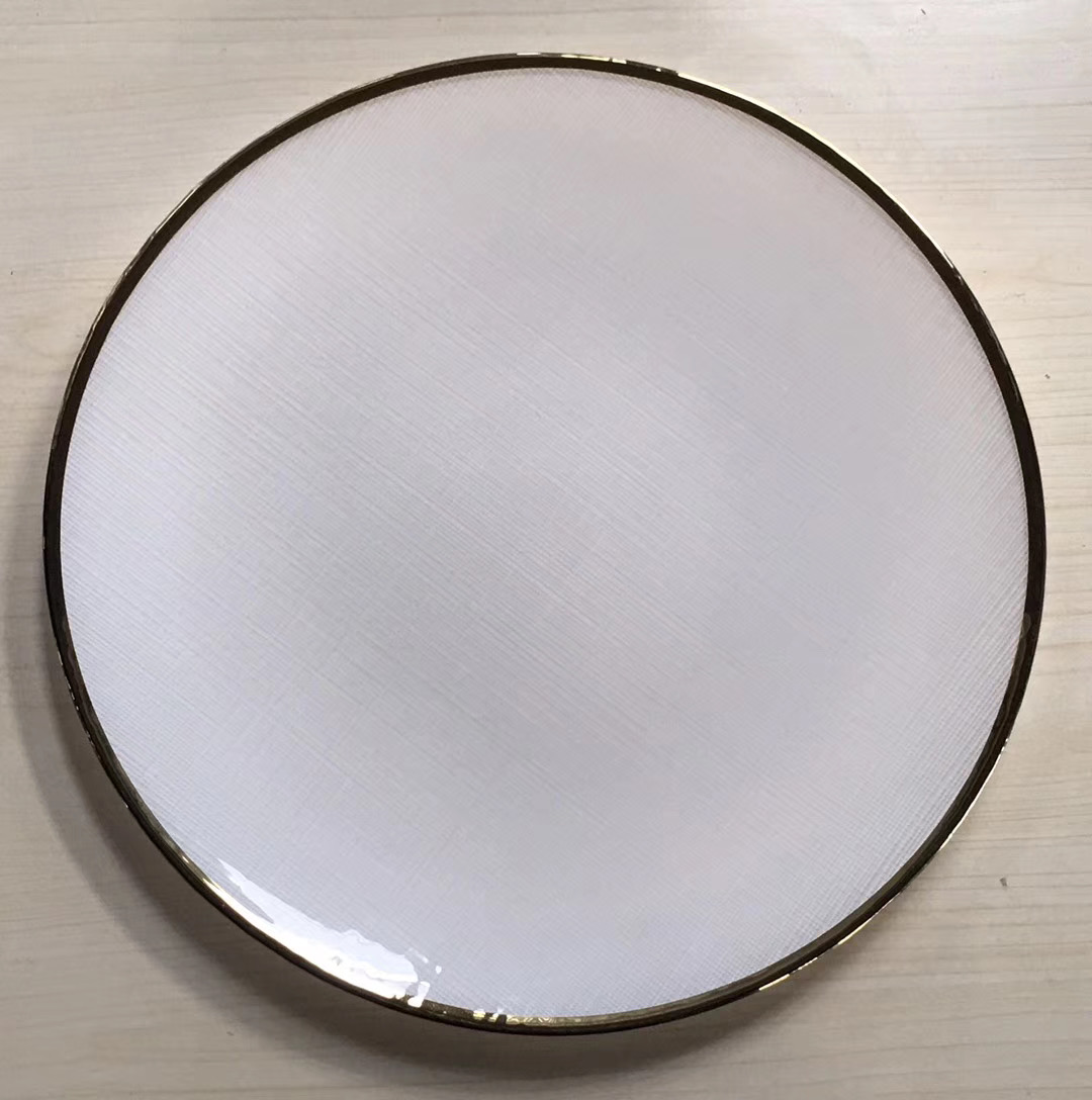 12 Inch Beaded Glass Charger Plate Gold Trim For Wedding Event Supplies