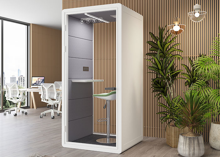 Soundproof Room Office Phone Booth Aluminum Frame With Steel Panel Ventilation System
