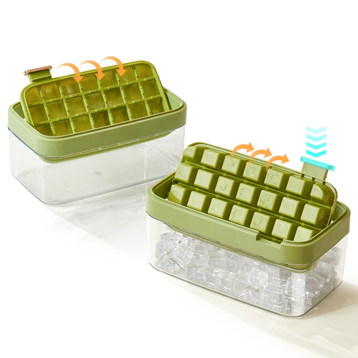 Multi Function 64 Cubes Fridge Ice Cube Tray With Large Bin And Lid