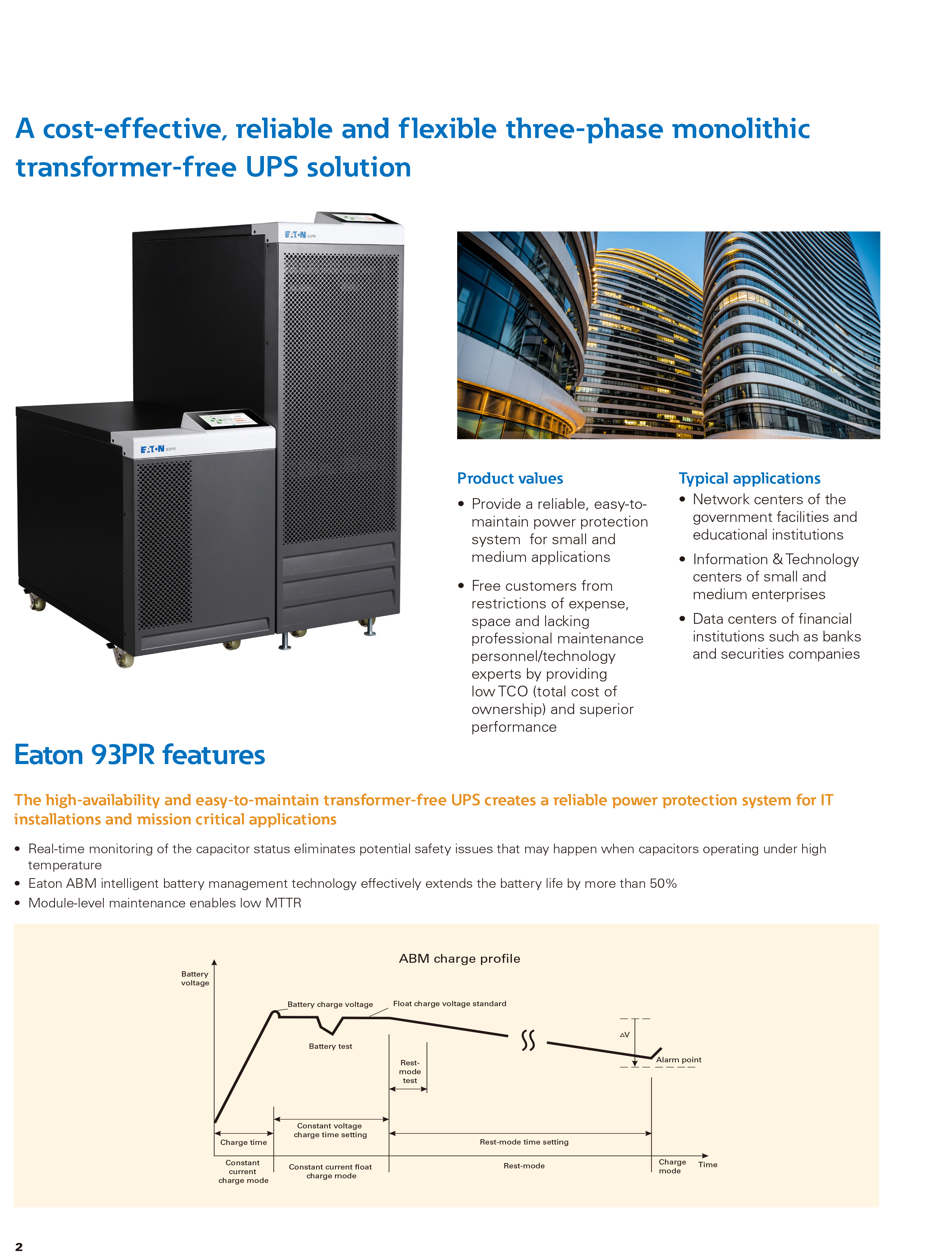 Eaton ups Global brand 93PR series eaton 15-80kVA 380/ 400/415V eaton power xpert 1000kw or computer data center