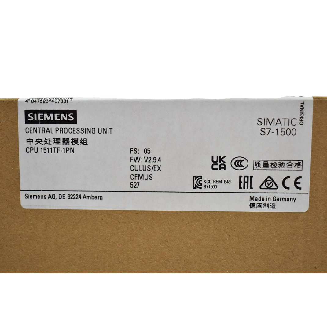 SIEMENS PLC SIMATIC S7-1500 CPU 1511TF-1 PN 6ES7511-1UK01-0AB0 MEMORY CARD REQUIRED