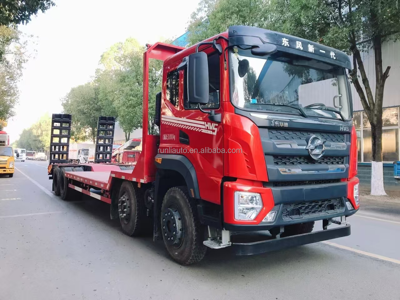 Factory DongFeng 8X4 30 Ton Flat Bed Tow Truck Excavator Transport Towing Truck