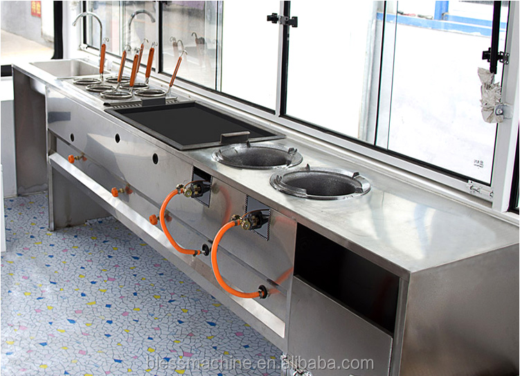 85kms long distance outdoor fast food trailer with durable stainless steel worktable