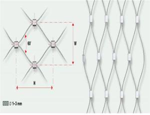China Ferruled Type diamond hole Stainless Steel Rope Mesh For Safety protection wholesale