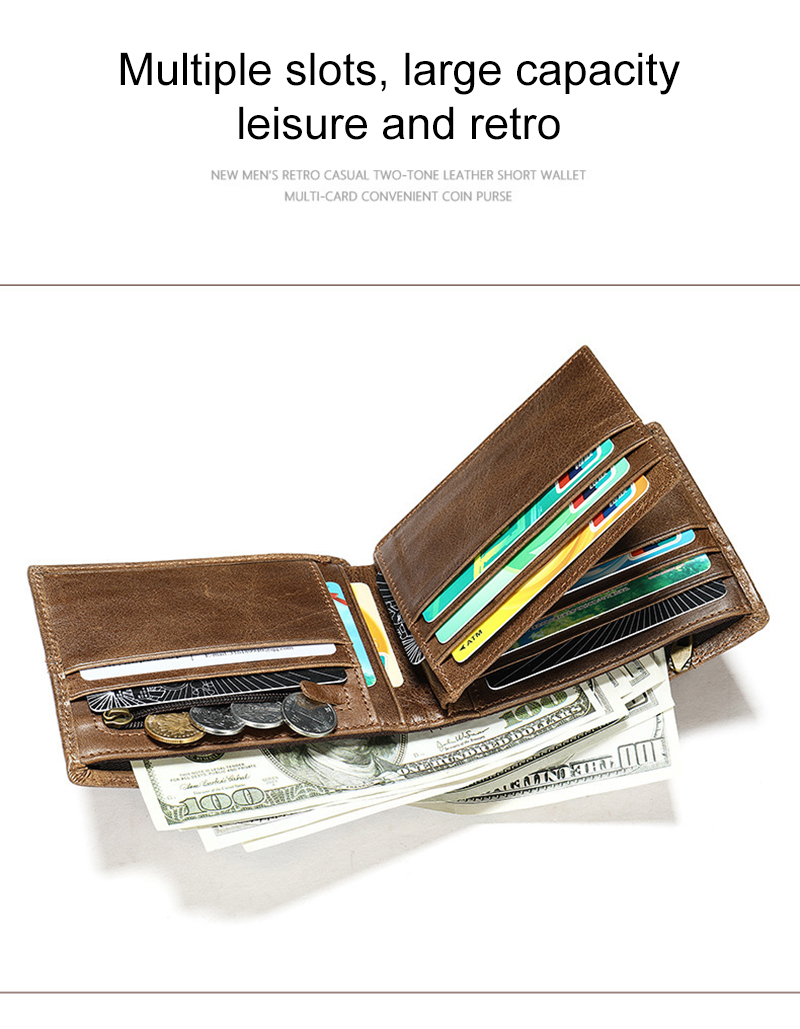 Short Length Genuine Leather Minibook Anti-Theft RFID Card Holder Wallet for OEM ODM