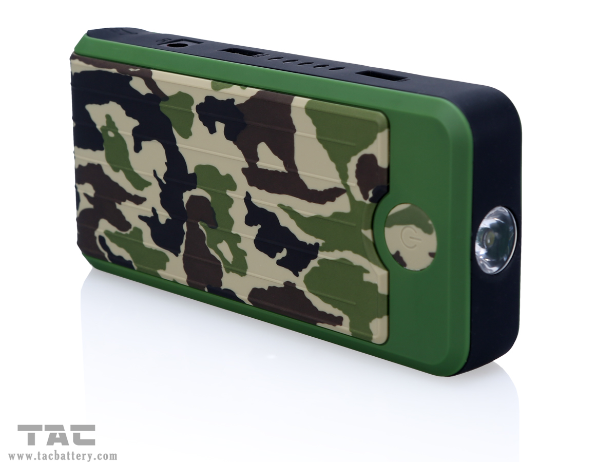 12000mah Arm Green Portable Jump Starter with Double USB and Flashlight