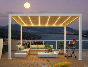 China Outdoor Waterproof Aluminum Electric Retractable Folding Blinds Pergola Awning wholesale