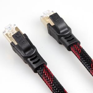 China Cat8 Stable Nylon Braided Ethernet Cable Red Black Anti Interference wholesale