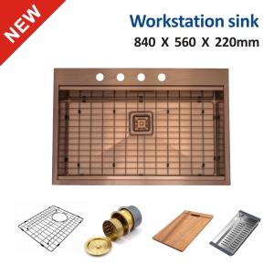 China Topmount Stainless Steel Single Bowl Undermount Apron Kitchen Sink 84x56 wholesale