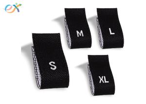 China Size Woven Ribbon Tag Fabric Embroidered Labels Sewing Sew Garment White On Black wholesale