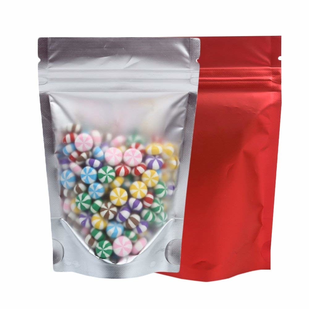 Stand Up Clear Silver Zip Lock Resealable Aluminum Mylar Foil Plastic Packaging Bag