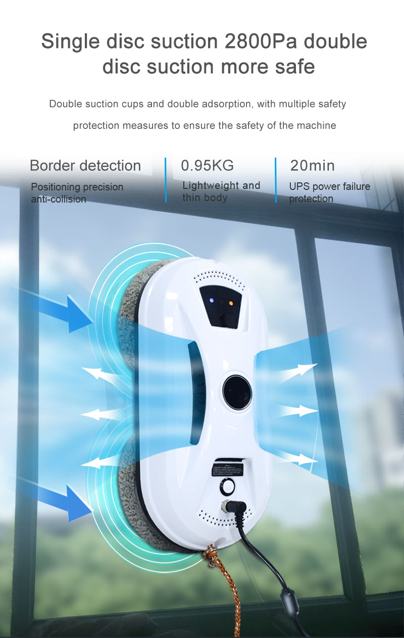 80W Power Huidi HCR-02 Smart Home Round Washer Cleaner Robot with Anti-Fall Function