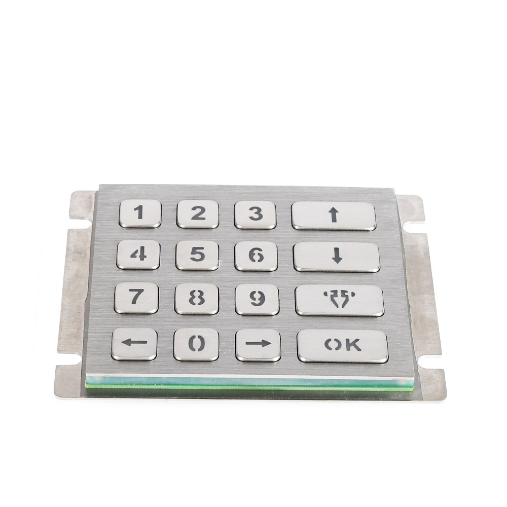 Chinese manufacture 4X4 matrix stainless steel blue led keyboard with pin out connector