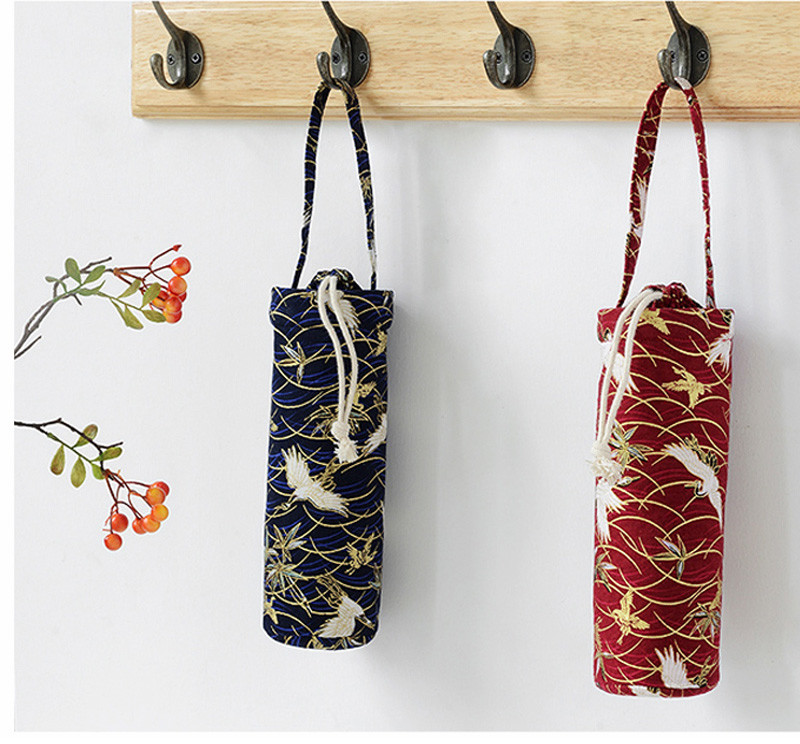 Portable Drawstring Cotton Insulated Bottle Sleeve