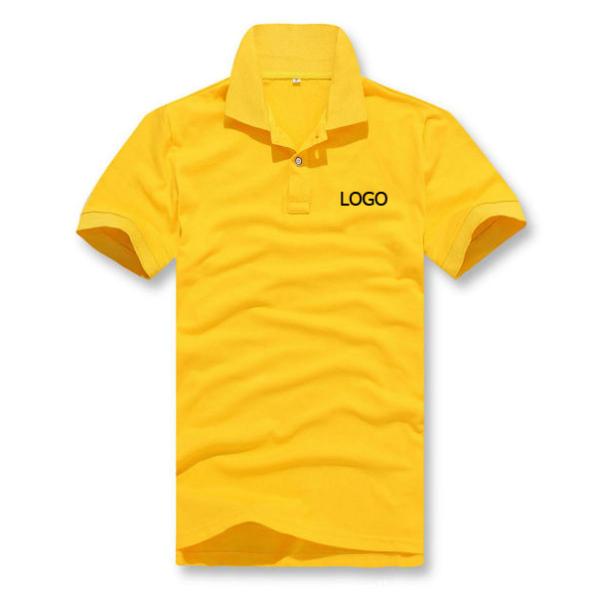 Personalized Bamboo Short Sleeve Shirt , Solid Color Yellow Bamboo Polo Shirts
