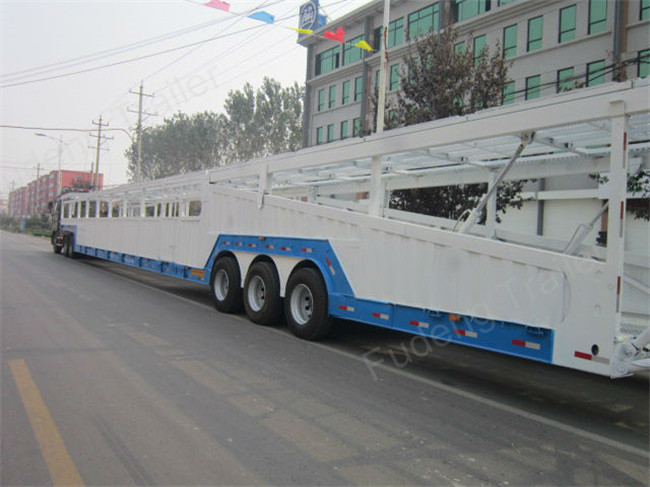 Tri-Axles 10 Car Transporter Trailer , Auto Vehicle Transport Trailer