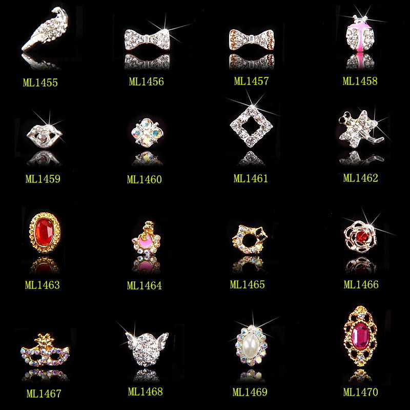 Hot NEW Wholesale Alloy Jewelry 3D Nail Art Jewelry Nail rhinestones Sticker Supplier Number ML1455-1470