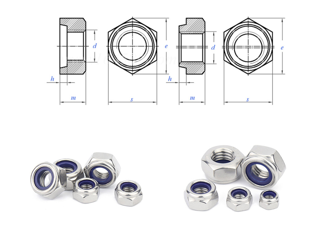 M16 Stainless Steel Nuts Coarse Thread Hex Jam Nuts Grade 8.8