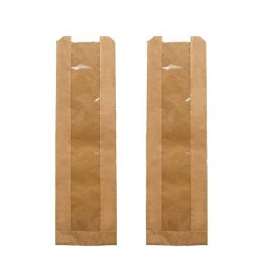 China French Baguette Caterpillar Bread Paper Bag Kraft Bakery Bags Sharp Bottom Window wholesale