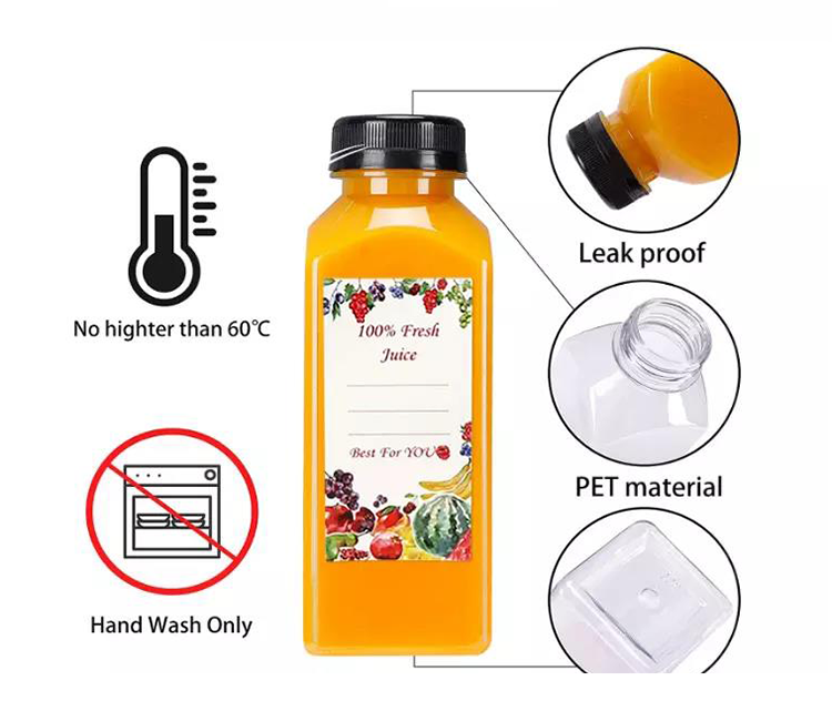 Wholesale Food Grade 100ml Square Transparent PET Plastic bottles