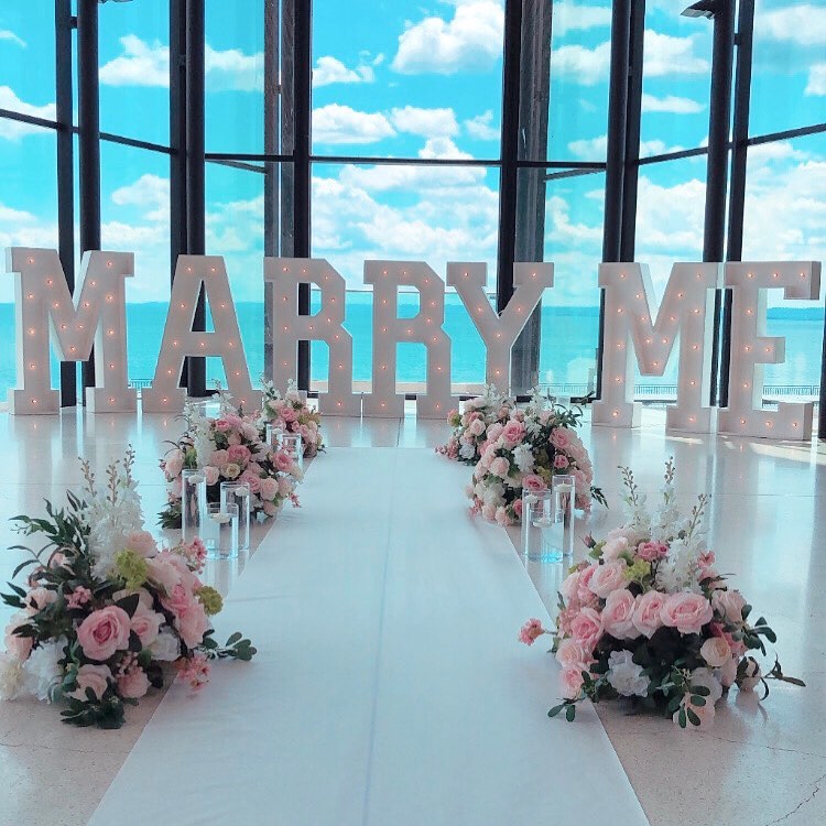 Stainless Steel Will You Marry Me Sign Neon Sign Decoration Wedding Marquee Light Up 4ft Letters