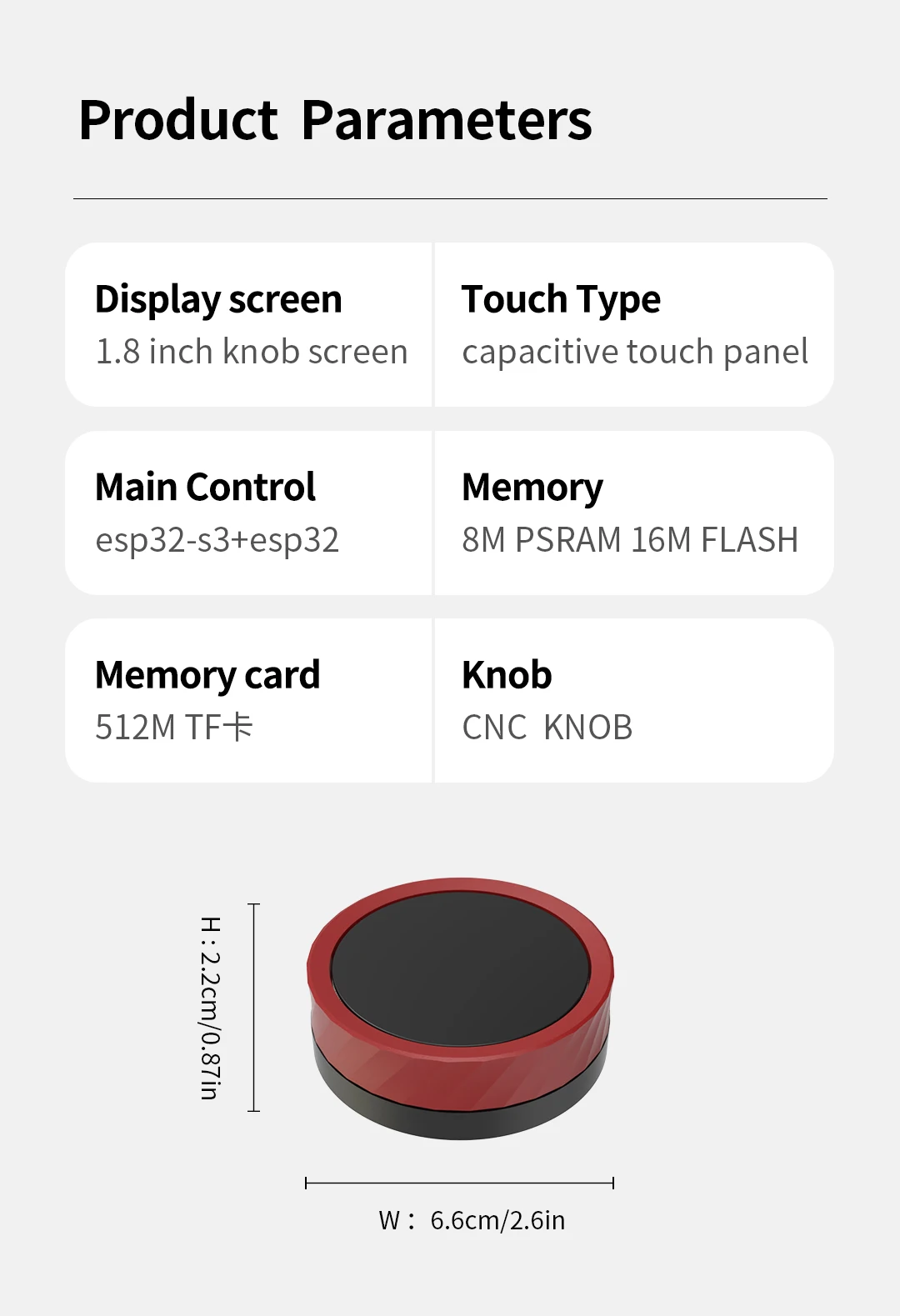 JC3636K518C I YR1 ESP32 Display Module with 1.85Inch Screen and 5V Operating Voltage