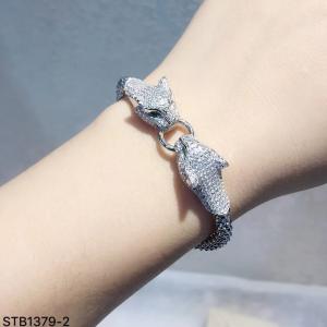 China CZ Cubic Zirconia Animal Tiger Sterling Silver Bracelet Bangle Flexible Bangle Jewelry wholesale