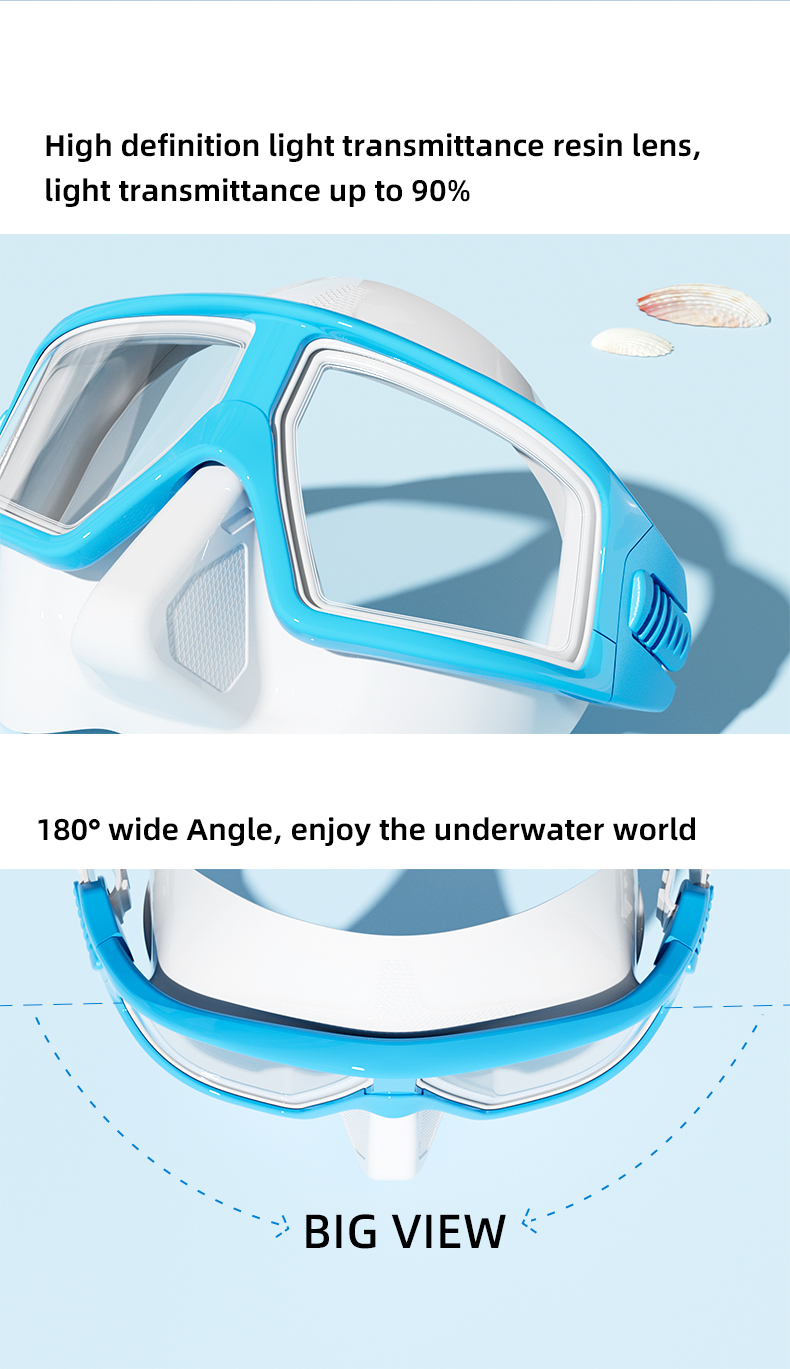 Silicone PC Freediving Goggles Non Fogging Snorkel Mask UV400 Protection