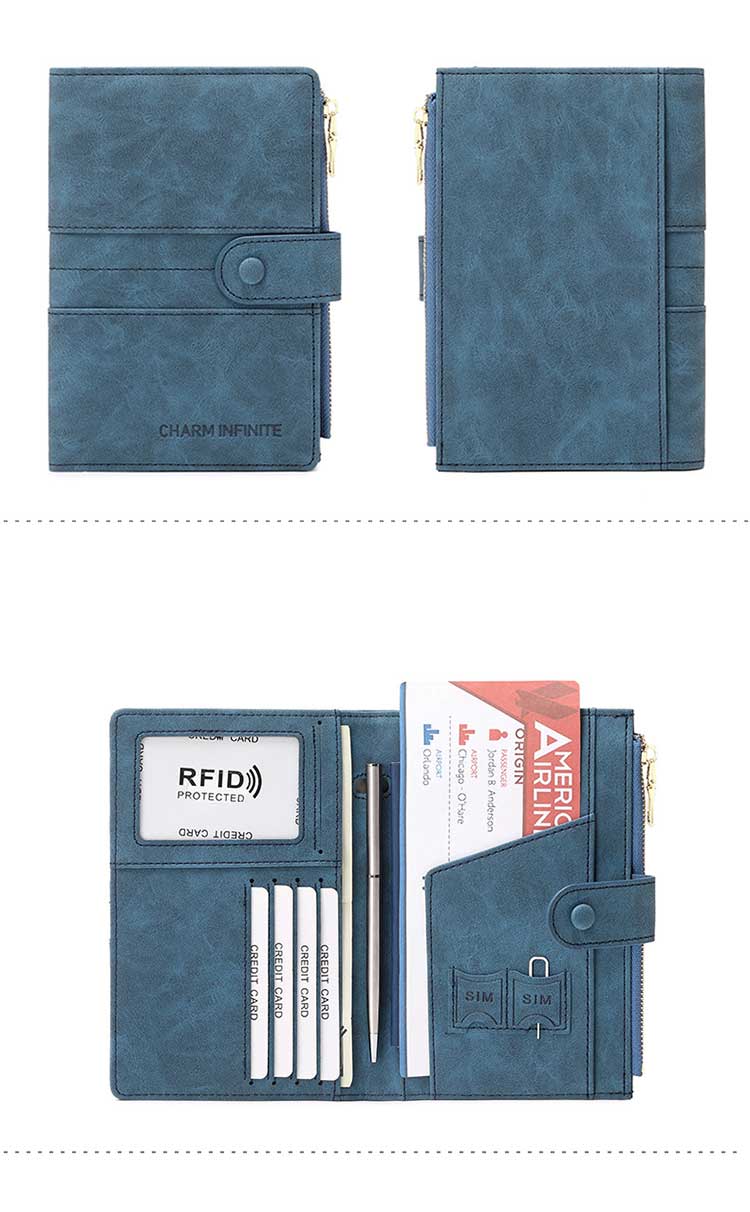 Advantage Leather Unisex Rfid Passport Holder for Fashion Business Travel Card Holder