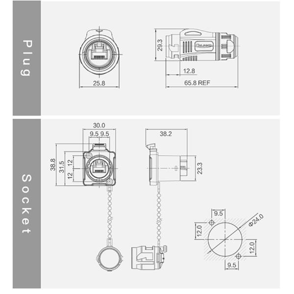 Cnlinko IP68 RJ45 Ethernet LAN Connector Plug Socket CAT6 STP Shield Outdoor Waterproof RJ45 Connector