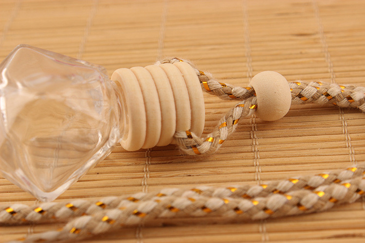 Empty Diamond Car Reed Diffuser Pendant 8ml Air Freshener Bottle And Wooden Lid