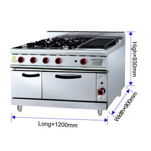 China GH-999A Gas Range With Ava Rock Grill 27Kw Heavy Duty Restaurant Cooking Oven. wholesale