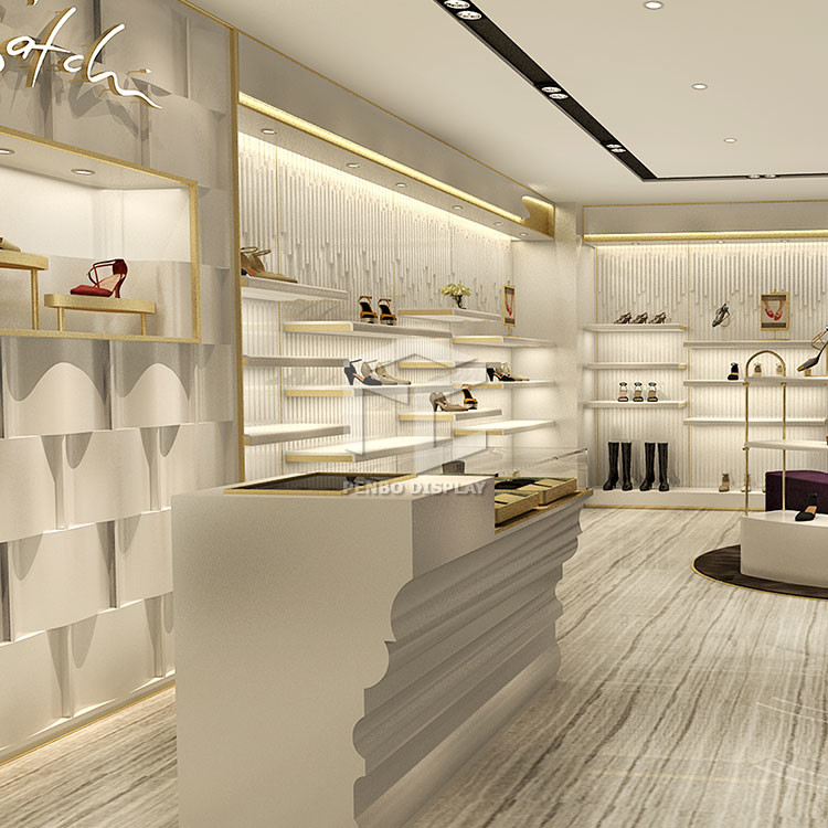 Outstanding Design Electroplate Shoe Store Furniture For Shop ODM