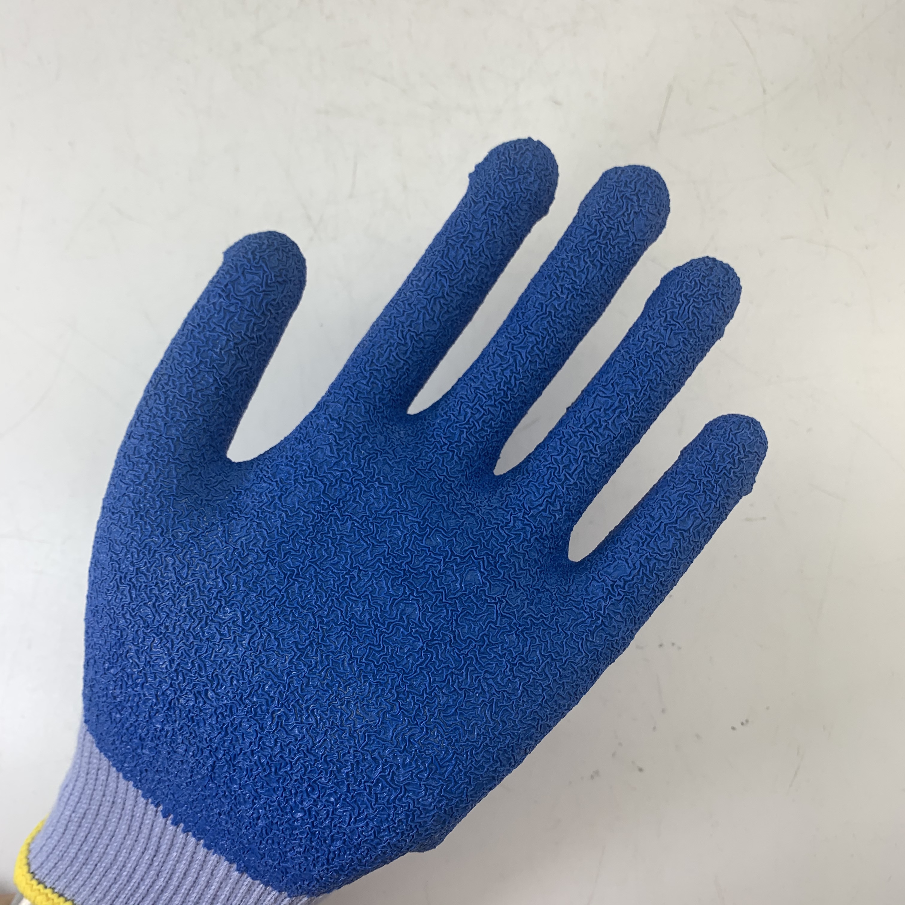 Hi Vis Safety Gloves Latex Acrylic Terry Brushed Glove Blue Latex Palm Coated Gloves