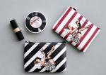 Cartoon Travel Toiletry Bag / PU Leather Ladies Clutch Bag Silk Printed