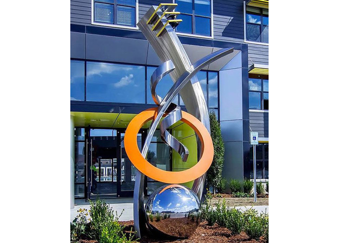 Fine Art Modern Stainless Steel Sculpture Monumental Sculpture 3D Abstract Guitar
