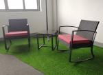 Plastic Steel Frame Garden Rattan Rocking Sofa Coffee Table Set