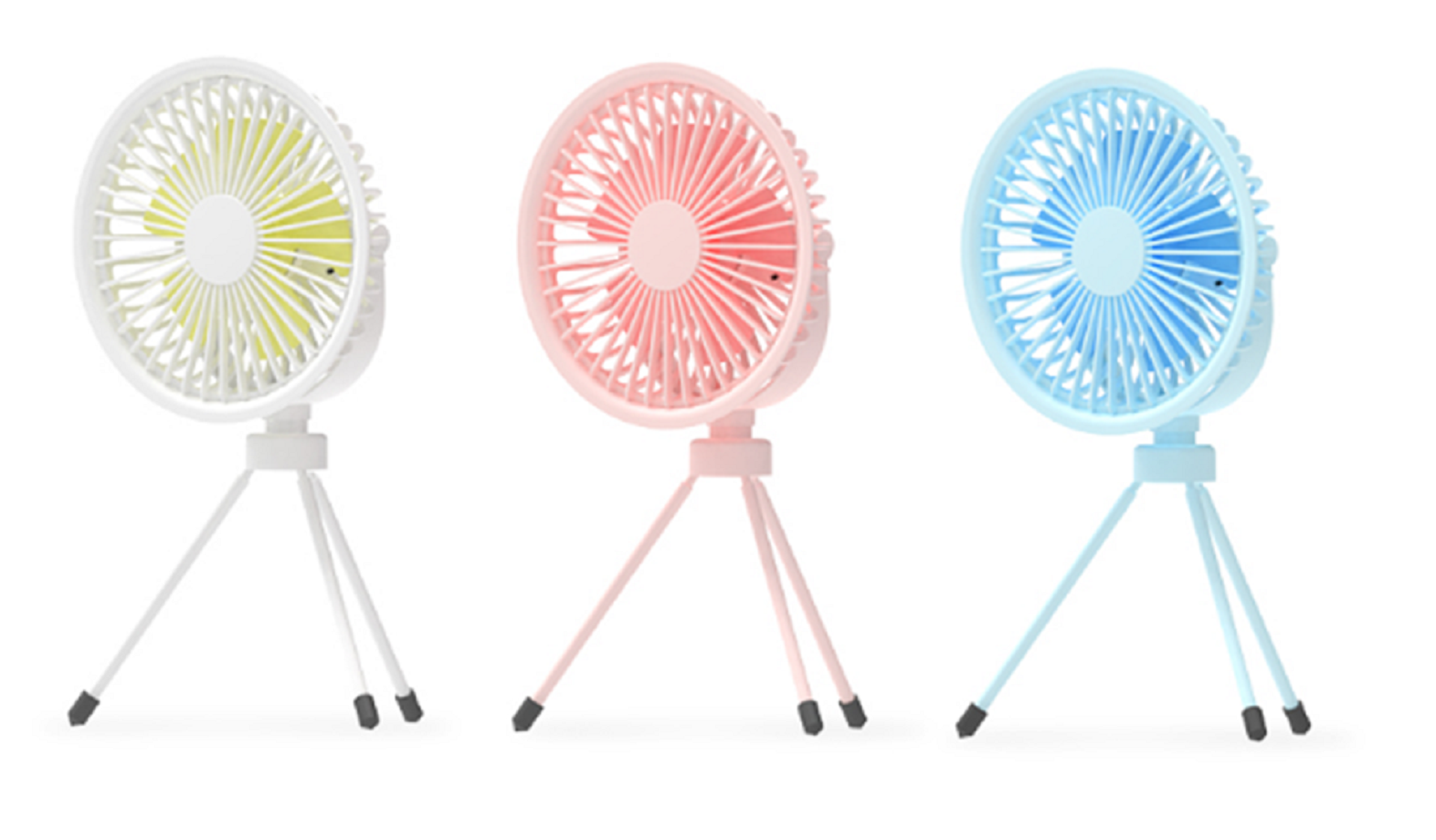 ETEK 3-in-1 Portable Fan (Pink/Blue/White), 2000mAh battery (4H charge), ABS+PP+Steel material,Tripod/suspension/handheld 3 modes