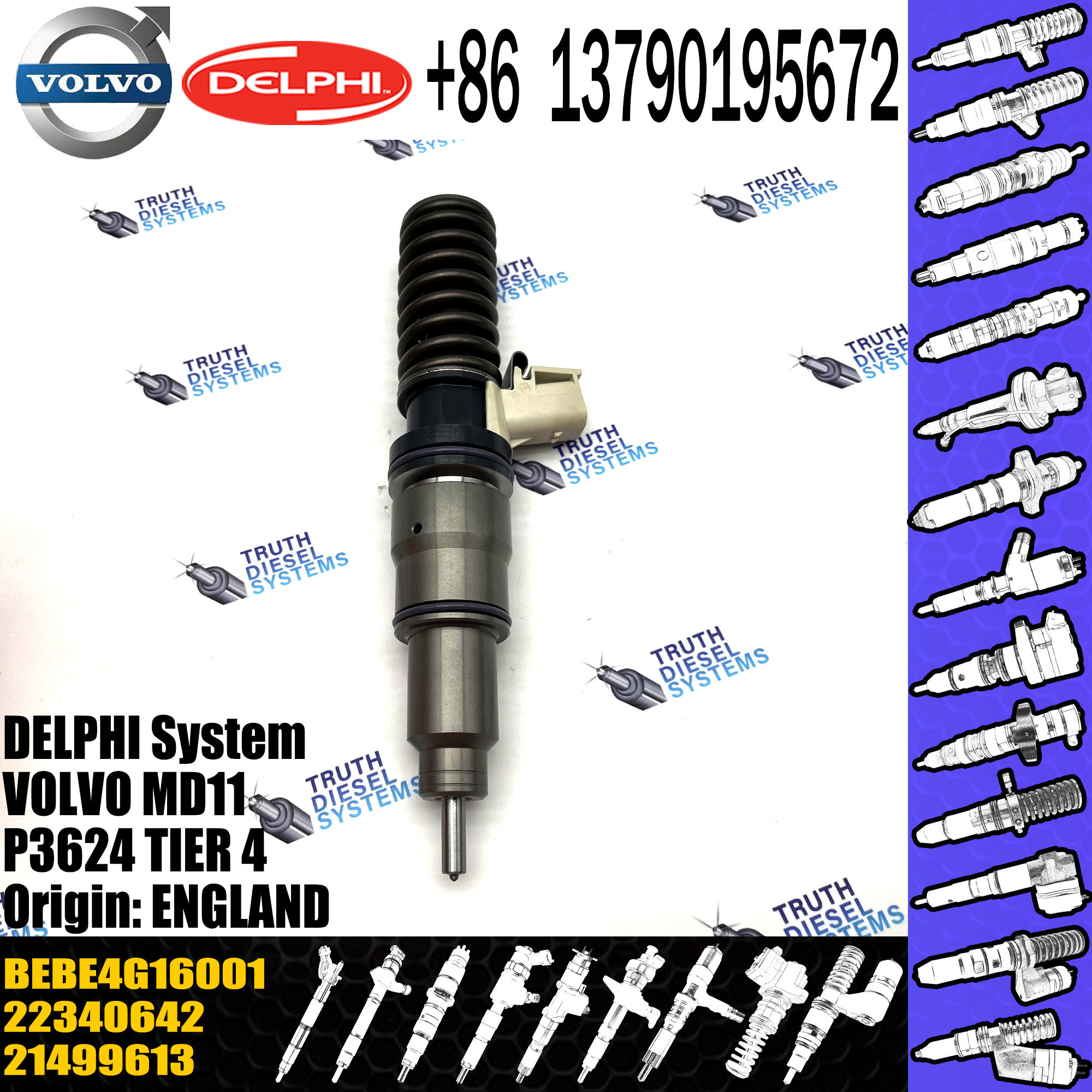 Direct Sale Diesel Fuel Injector 21499613 22340642 BEBE4G16001 For VOL MD11 P3624 TIER 4